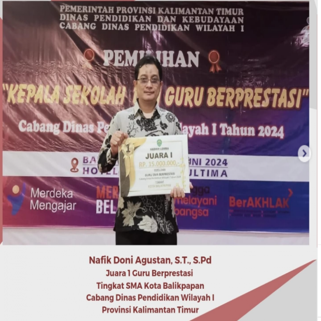 Guru dan Kepala Sekolah Berprestasi 2024: Nafik Doni Agustan, S.T., S.Pd Raih Juara 1 di Ajang Bergengsi Kalimantan Timur