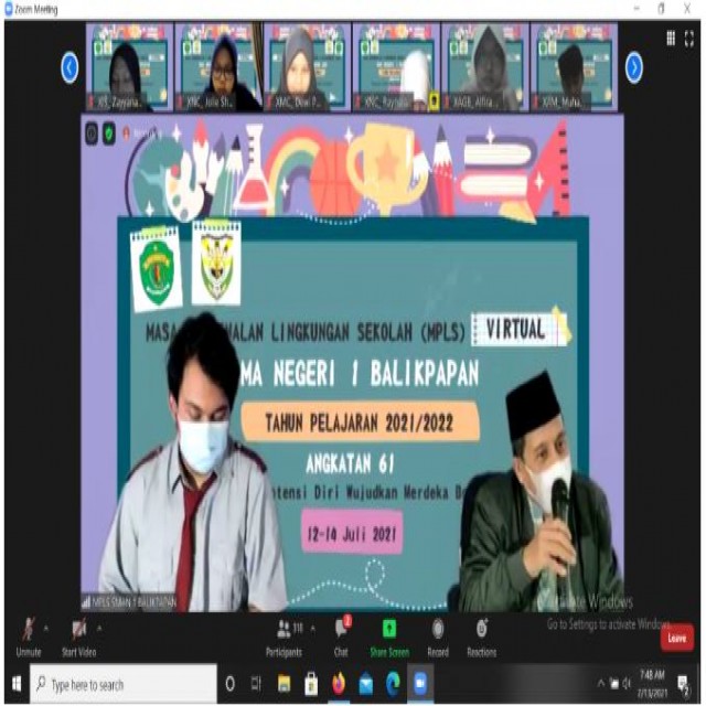 MASA PENGENALAN LINGKUNGAN SEKOLAH  SMA NEGERI 1 BALIKPAPAN